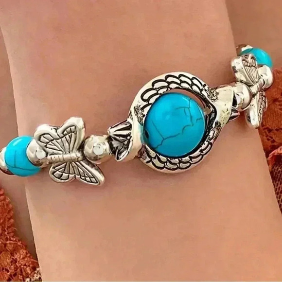 Fashionable turquoise adjustable bracelet - Picture 1 of 2